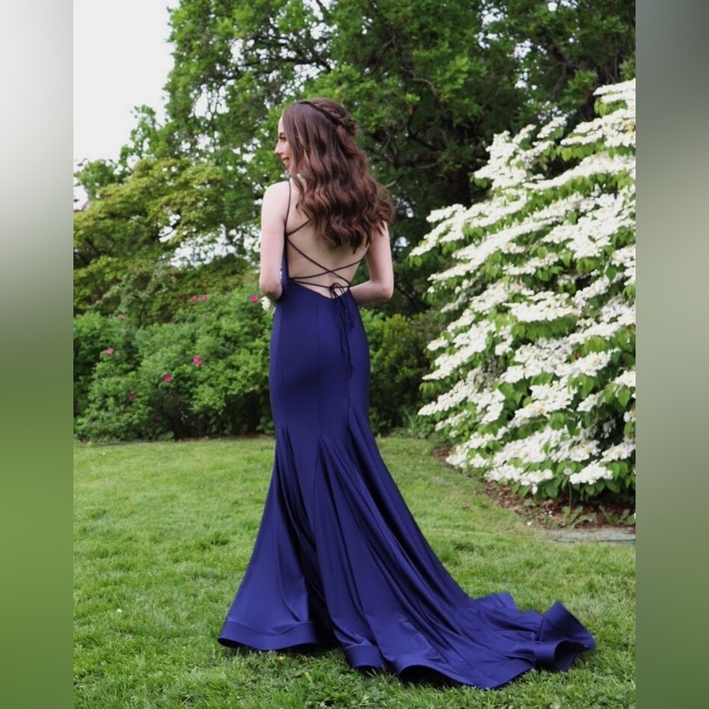 Sherri Hill Navy Blue Prom Dress (No rhinestone/ sparkles)